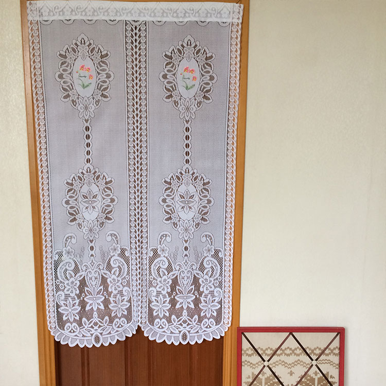 공장 사용자 정의 일본 수 놓은 문 이슬람 스타일의 얇은 명주 그물 커튼 패브릭