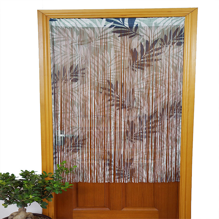 최신 디자인 100% 폴리에스터 열대 식물 패턴 반 교수형 장식 도어 커튼 침실용 거실 커튼