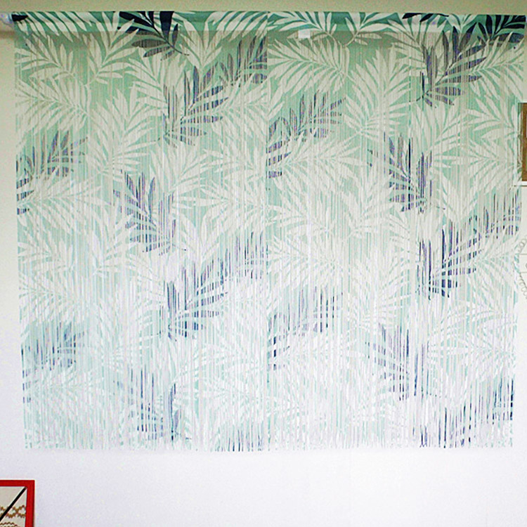 최신 디자인 100% 폴리에스터 열대 식물 패턴 반 교수형 장식 도어 커튼 침실용 거실 커튼