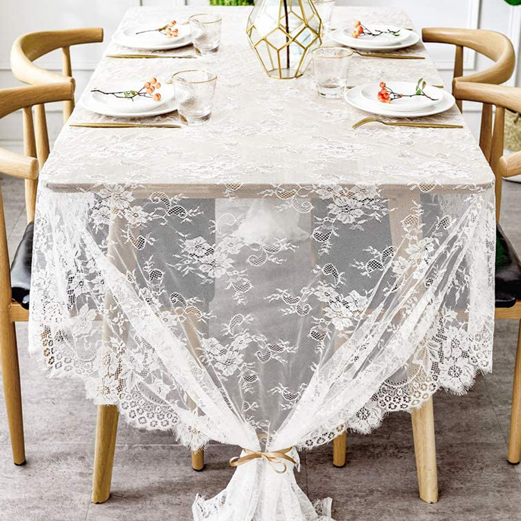 파티 웨딩 폴리 에스터 화이트 커버 레이스 꽃 식탁 테이블 천으로 패브릭